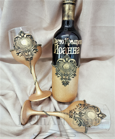 Персонализиран винен сет подарък за Кръстници DeLuxe