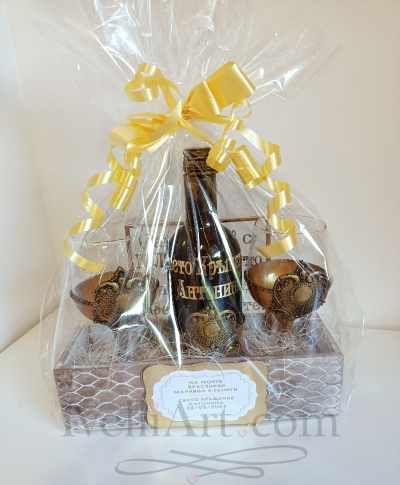 DeLuxe Персонализиран винен комплект за Кръстници с плакет -рамка