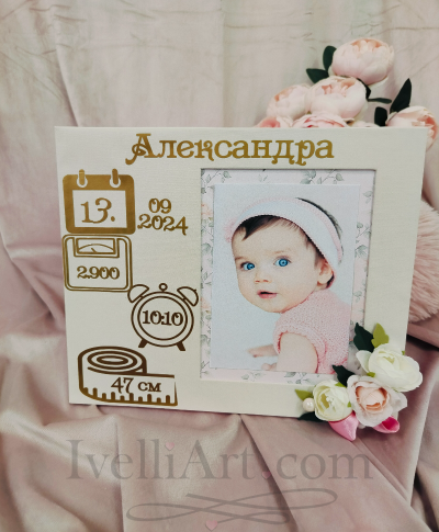 Персонализирана рамка за снимки бебешка визитка 